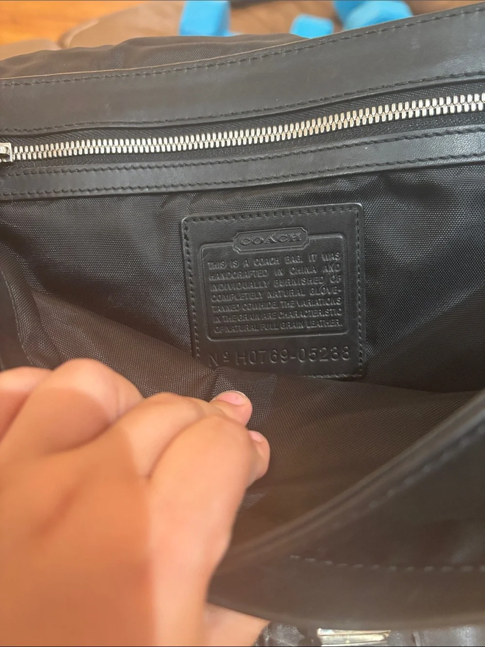 Coach Black Leather Messenger Bag with Top Handle